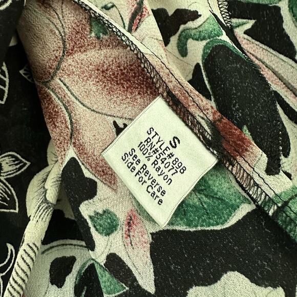 Womens Vintage 90s Reversible Slip Dress Size S Black Pink Floral Flutter Midi - Picture 16 of 16